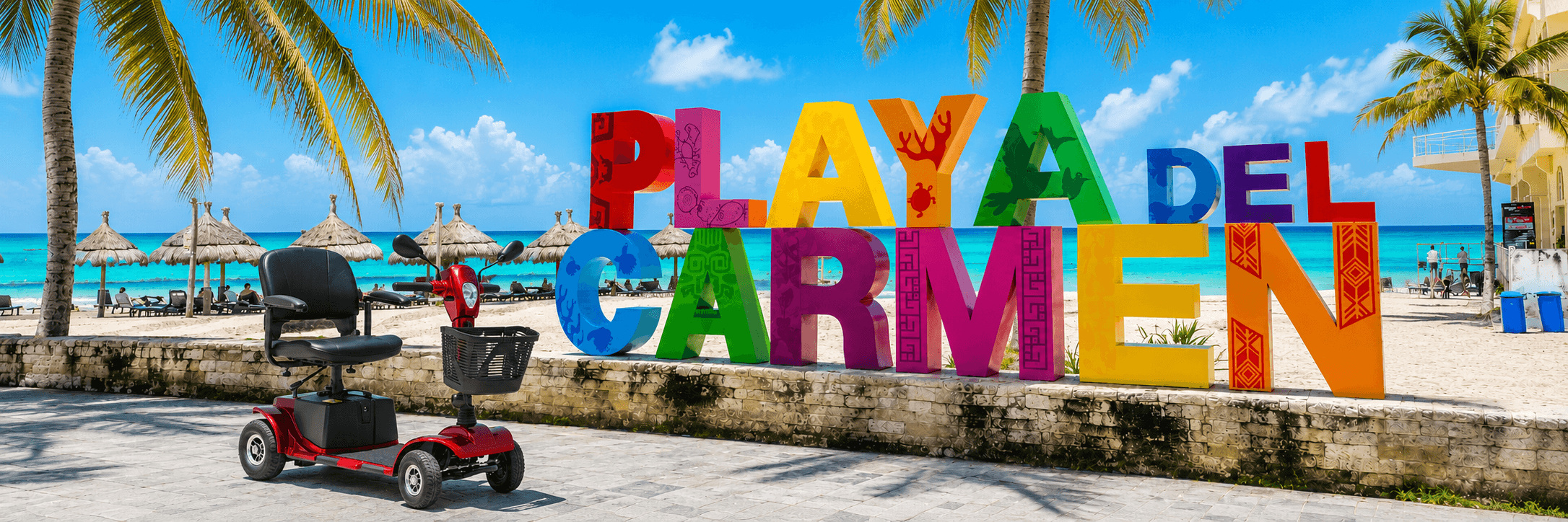 Tourist enjoying an electric scooter in Playa del Carmen